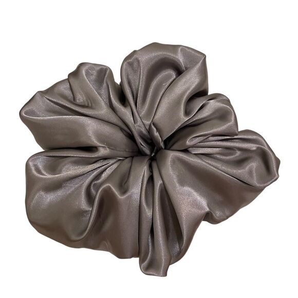 Satin Hair Scrunchie. Grey. XXL - Picture 4 of 8